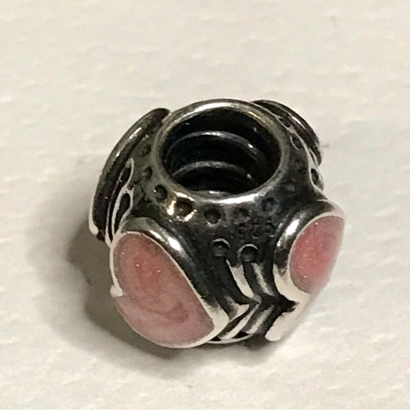 Authentic Pandora Pink Enamel Heart Charm - Picture 3 of 3